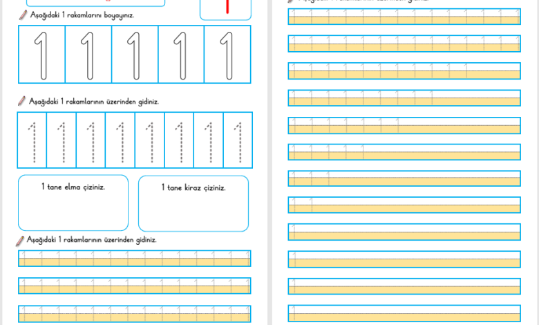 1 Rakamı Öğretimi (Yeni Müfredata Uygun)