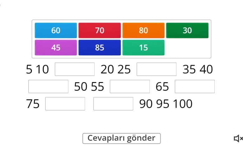 1. Sınıf 5’er Ritmik Sayma Oyunu (Boşlukları Doldurma)