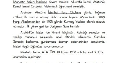 1. Sınıf Atatürk’ün Hayatı Özeti