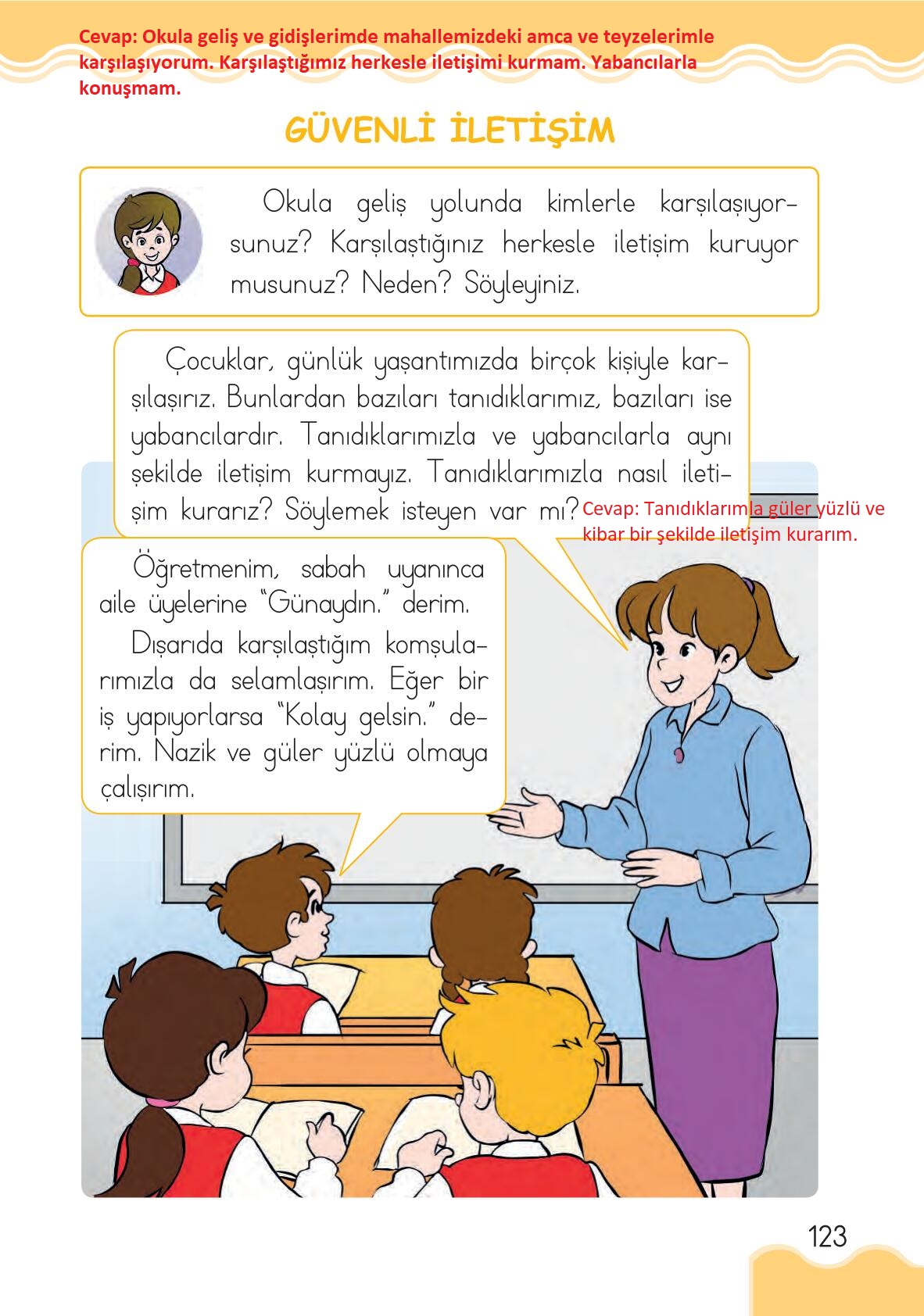 1. Sınıf Hayat Bilgisi Ardıç Yayınları Sayfa 123 Cevapları