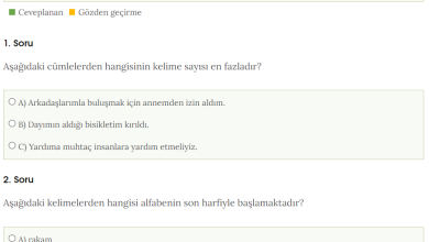 1. Sınıf Kelime Bilgisi Online Test