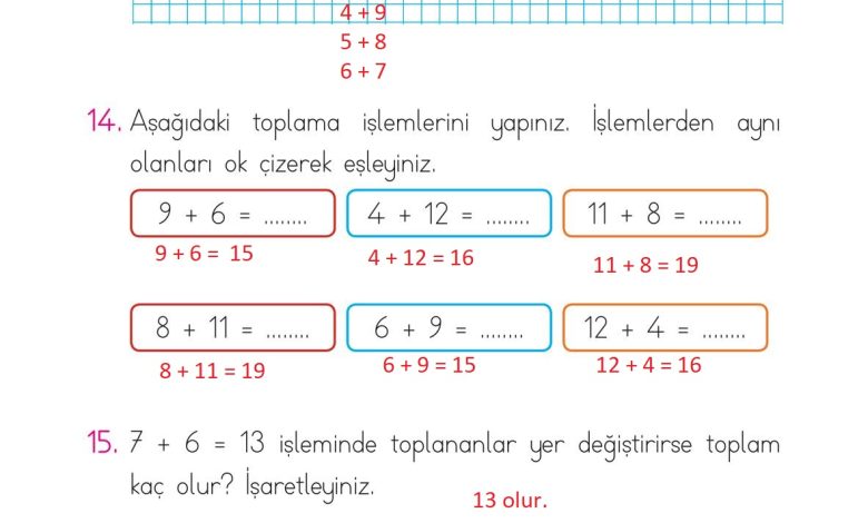 1. Sınıf Matematik Açılım Yayınları Sayfa 104 Cevapları