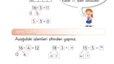 1. Sınıf Matematik Meb Yayınları Sayfa 124 Cevapları