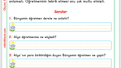 1. Sınıf Okuma Anlama Metni 9 (Kumbara)