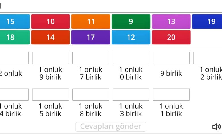 1. Sınıf Onluk – Birlik Eşleştirme Oyunu