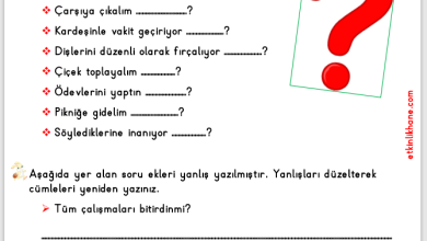 1. Sınıf Soru İşareti Etkinlikleri