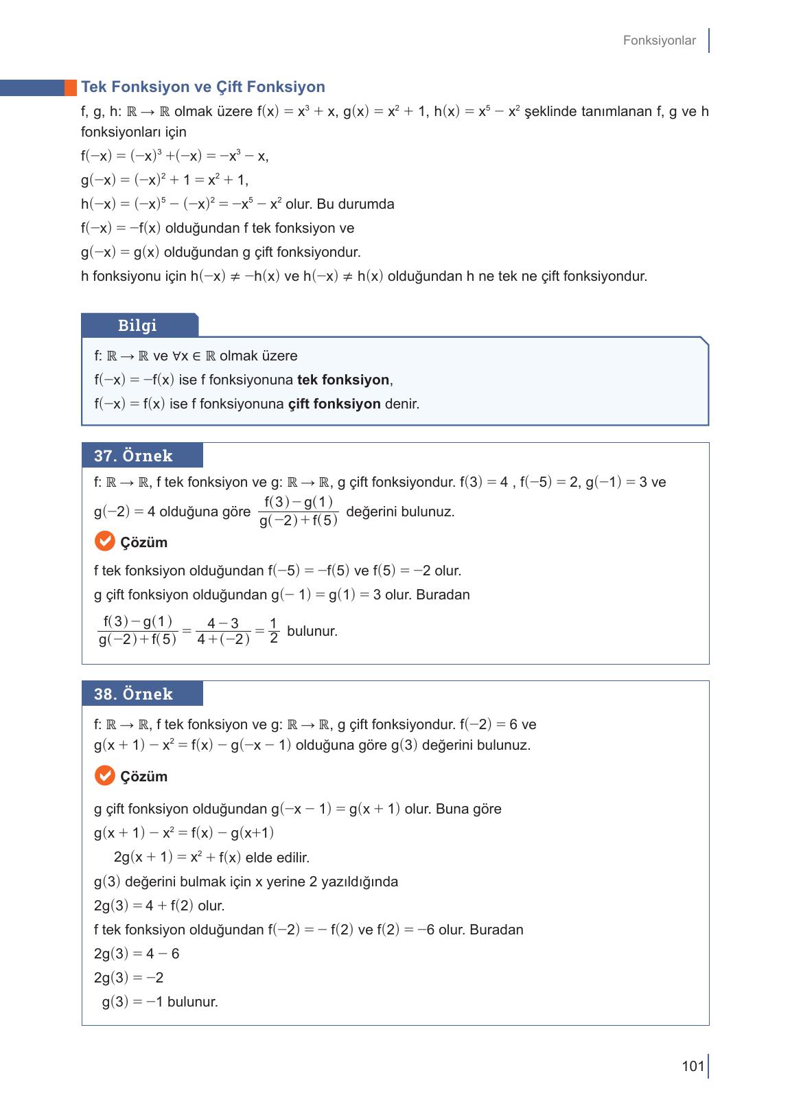 10. Sınıf Meb Yayınları Matematik Ders Kitabı Sayfa 101 Cevapları