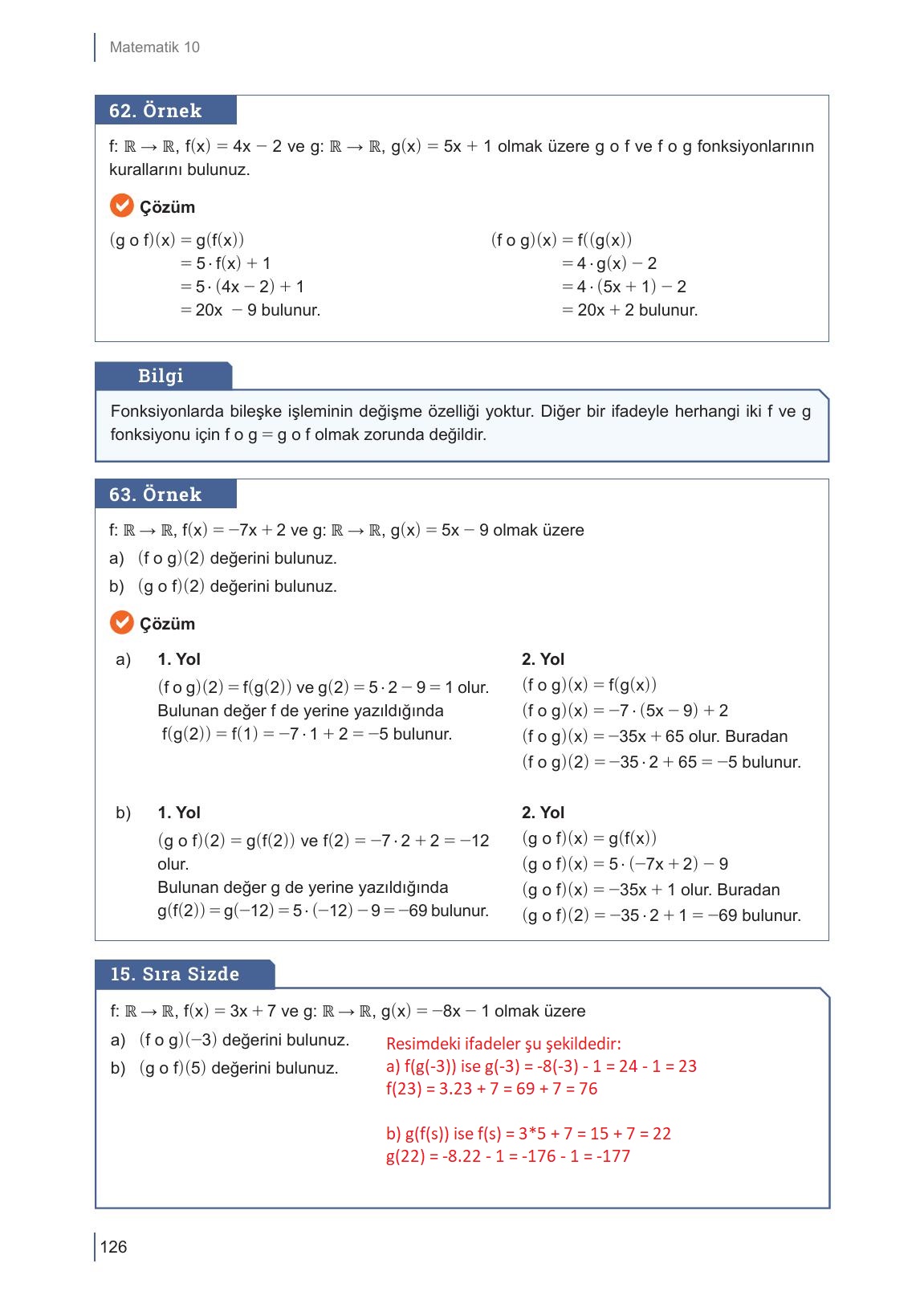 10. Sınıf Meb Yayınları Matematik Ders Kitabı Sayfa 126 Cevapları