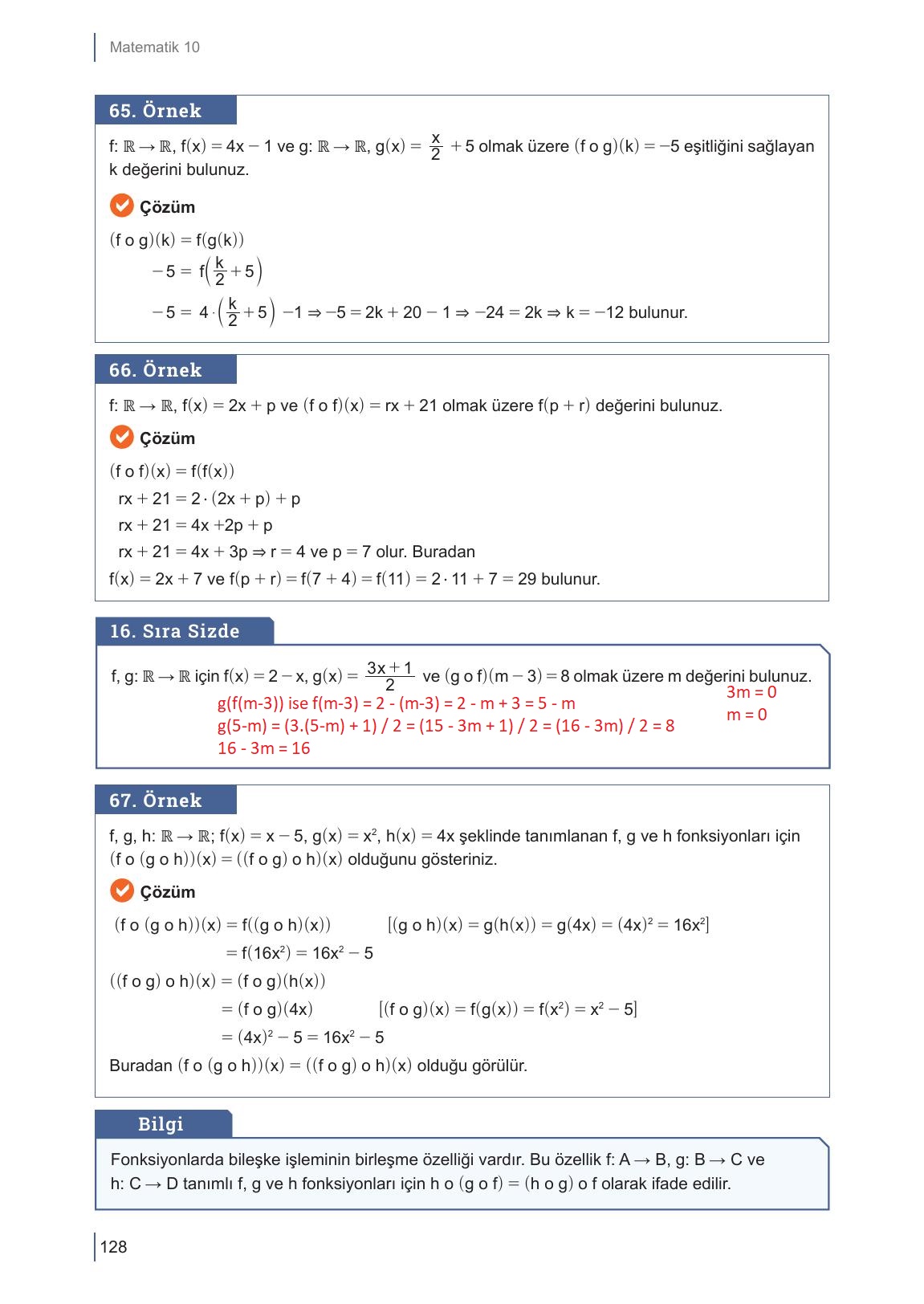 10. Sınıf Meb Yayınları Matematik Ders Kitabı Sayfa 128 Cevapları