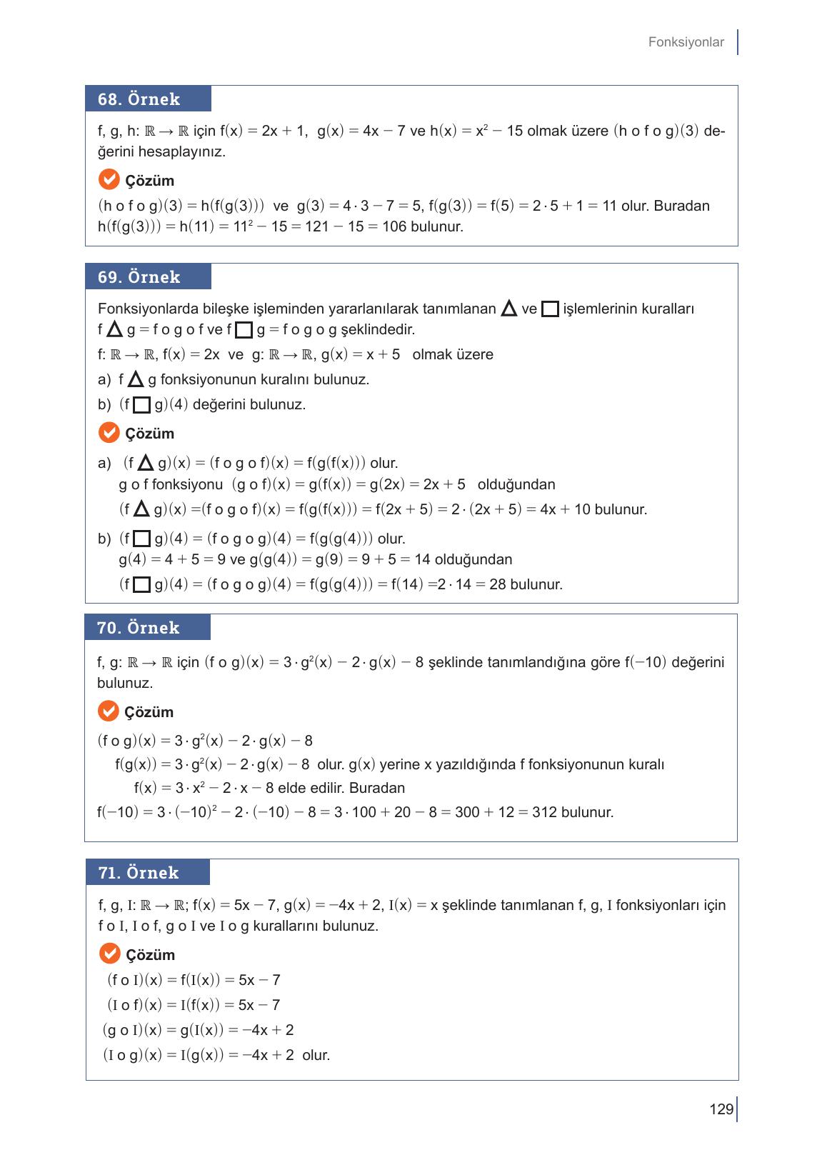 10. Sınıf Meb Yayınları Matematik Ders Kitabı Sayfa 129 Cevapları