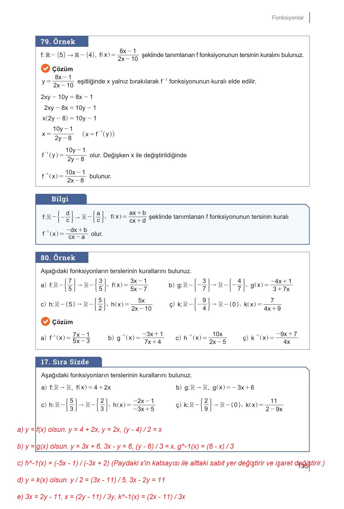 10. Sınıf Meb Yayınları Matematik Ders Kitabı Sayfa 135 Cevapları