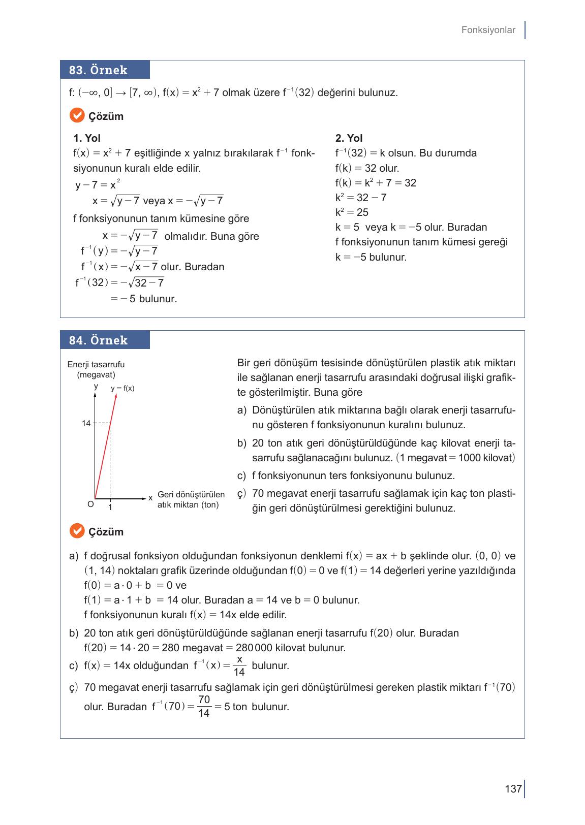 10. Sınıf Meb Yayınları Matematik Ders Kitabı Sayfa 137 Cevapları