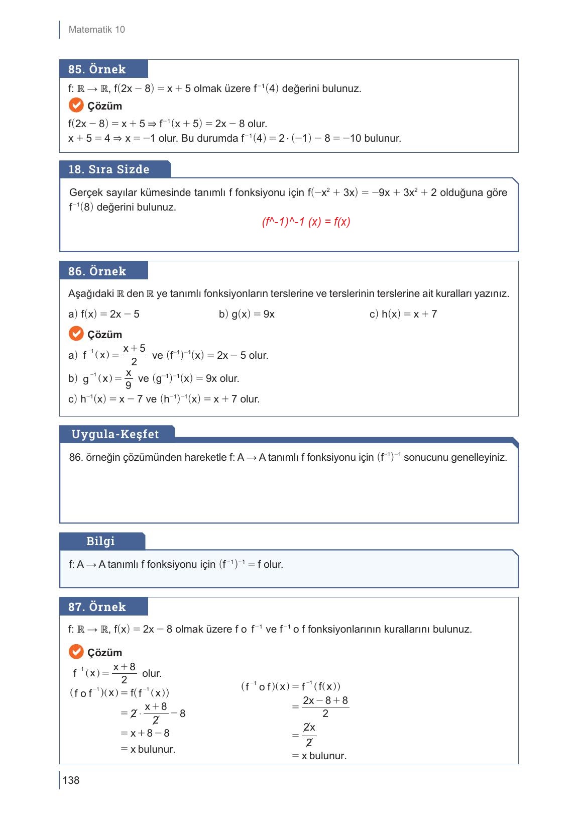 10. Sınıf Meb Yayınları Matematik Ders Kitabı Sayfa 138 Cevapları