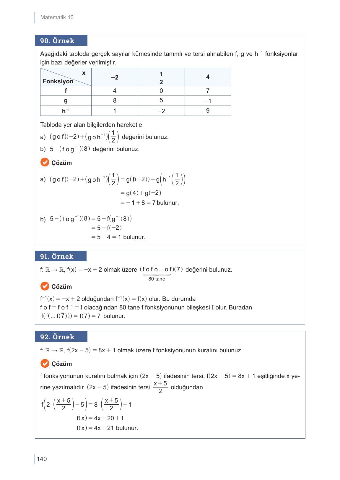 10. Sınıf Meb Yayınları Matematik Ders Kitabı Sayfa 140 Cevapları