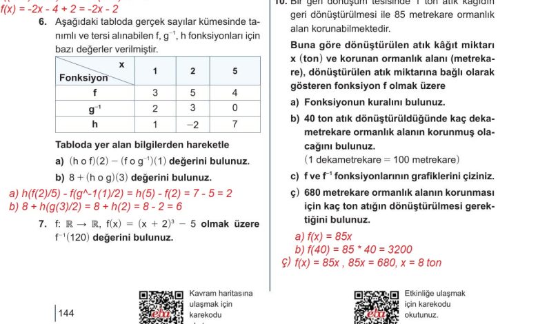 10. Sınıf Meb Yayınları Matematik Ders Kitabı Sayfa 144 Cevapları