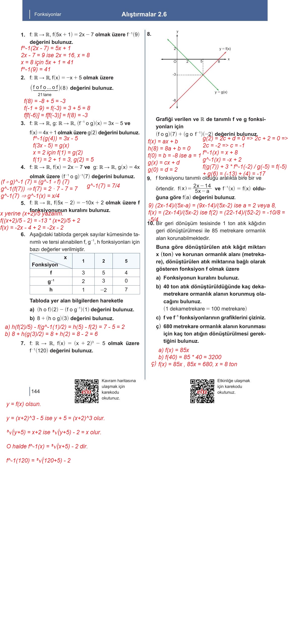 10. Sınıf Meb Yayınları Matematik Ders Kitabı Sayfa 144 Cevapları