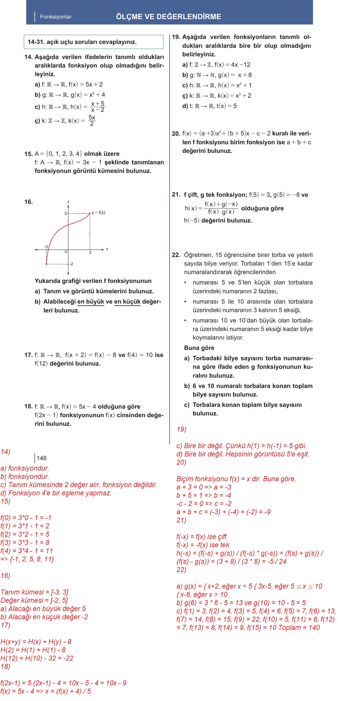 10. Sınıf Meb Yayınları Matematik Ders Kitabı Sayfa 146 Cevapları