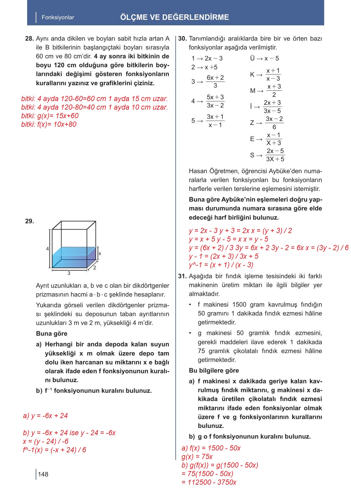 10. Sınıf Meb Yayınları Matematik Ders Kitabı Sayfa 148 Cevapları