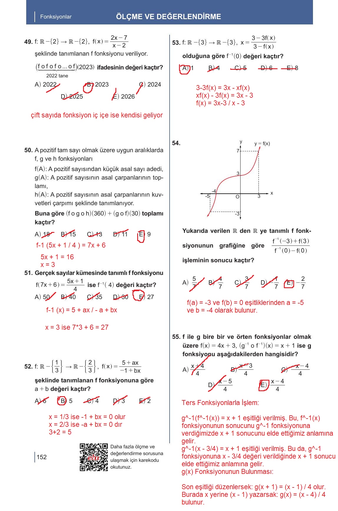 10. Sınıf Meb Yayınları Matematik Ders Kitabı Sayfa 152 Cevapları