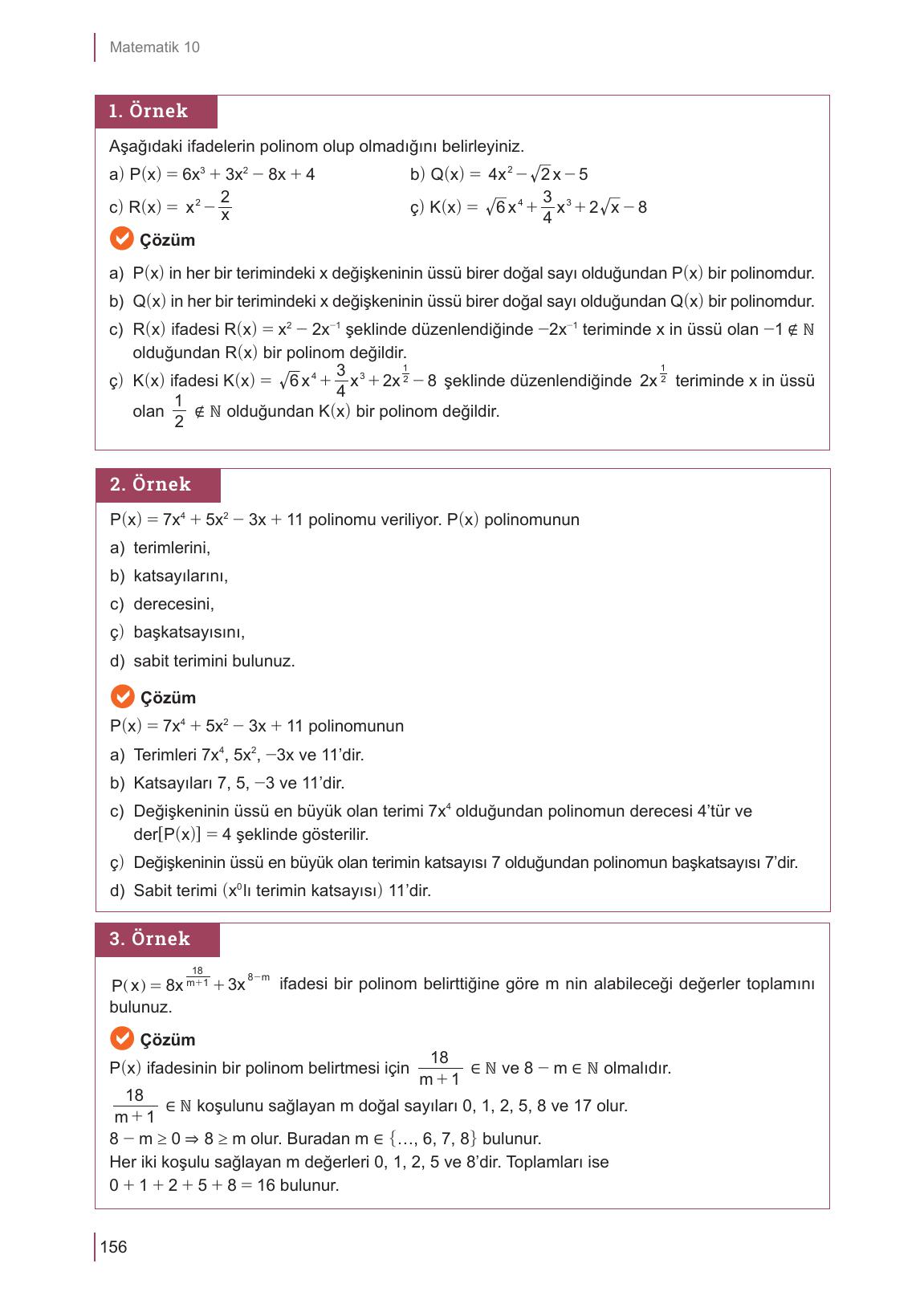 10. Sınıf Meb Yayınları Matematik Ders Kitabı Sayfa 156 Cevapları