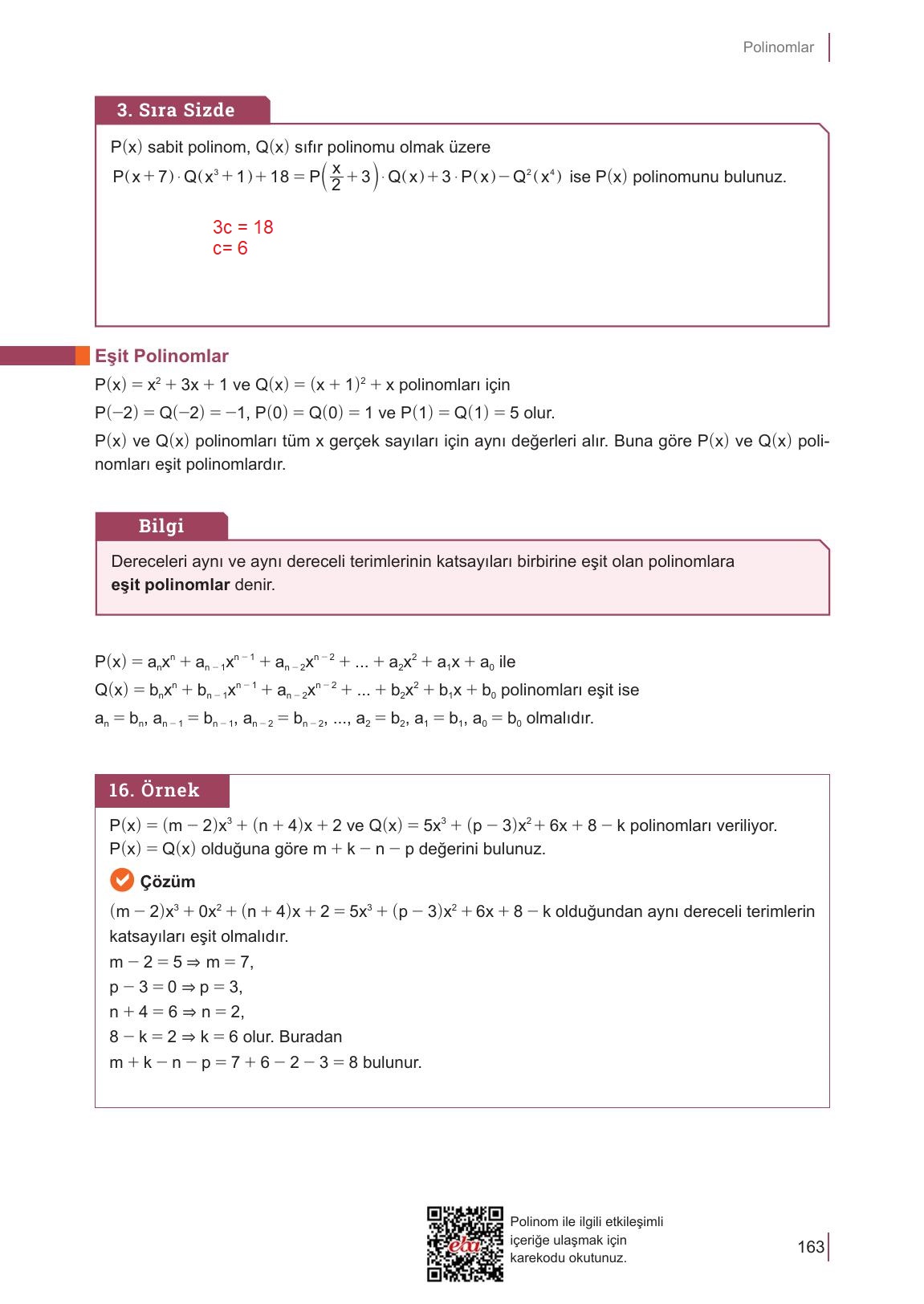 10. Sınıf Meb Yayınları Matematik Ders Kitabı Sayfa 163 Cevapları