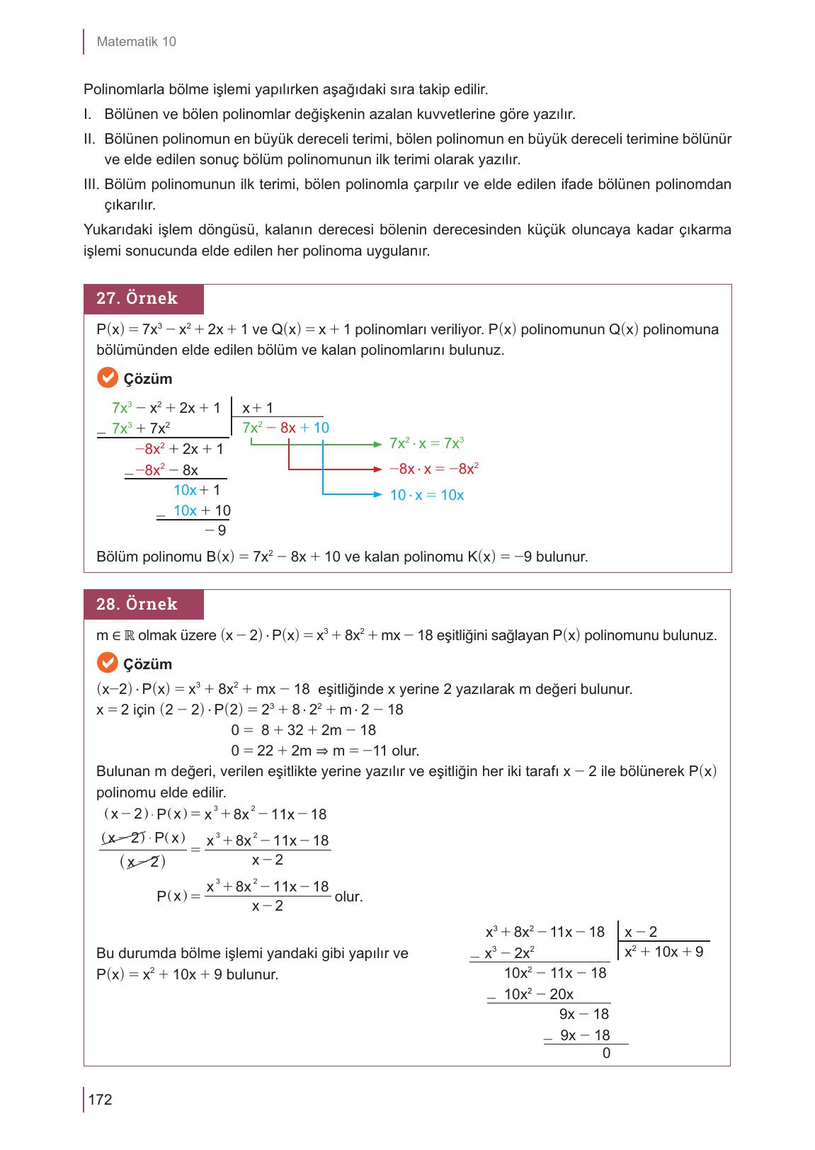 10. Sınıf Meb Yayınları Matematik Ders Kitabı Sayfa 172 Cevapları