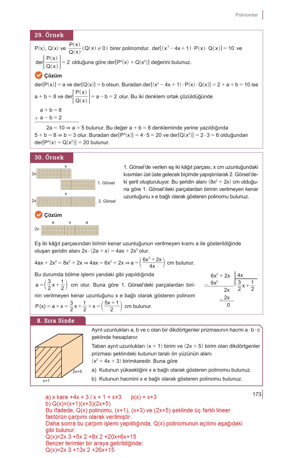 10. Sınıf Meb Yayınları Matematik Ders Kitabı Sayfa 173 Cevapları