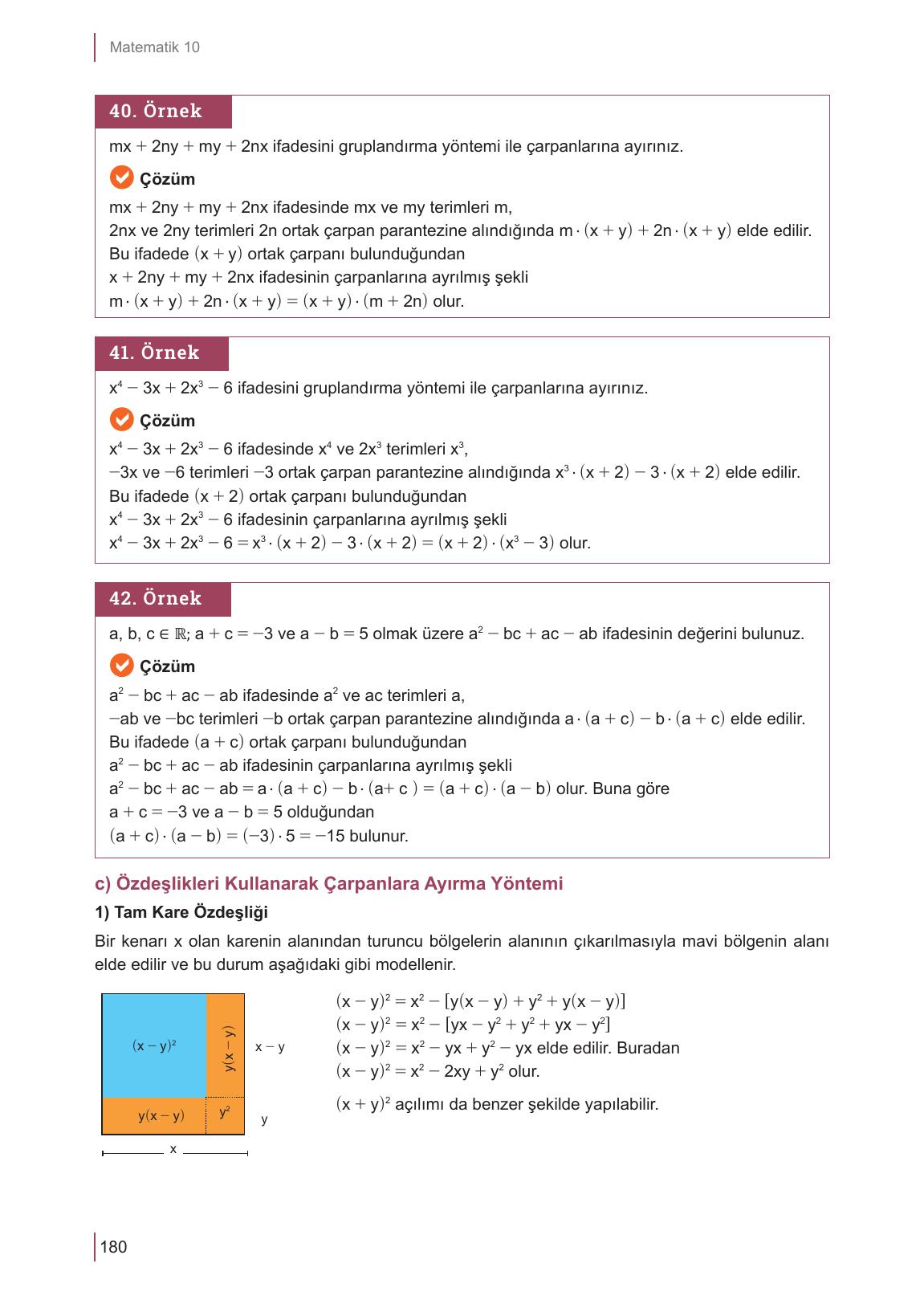 10. Sınıf Meb Yayınları Matematik Ders Kitabı Sayfa 180 Cevapları