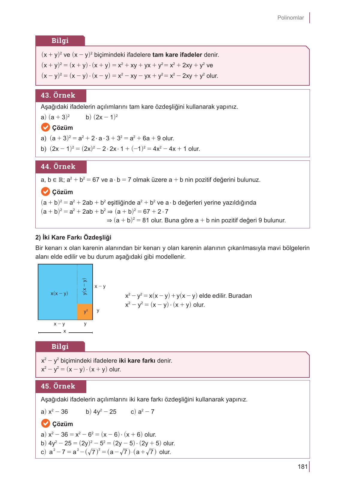 10. Sınıf Meb Yayınları Matematik Ders Kitabı Sayfa 181 Cevapları