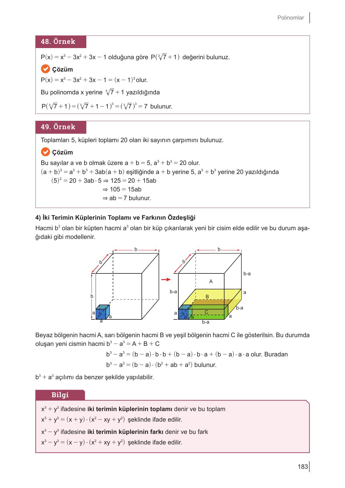 10. Sınıf Meb Yayınları Matematik Ders Kitabı Sayfa 183 Cevapları