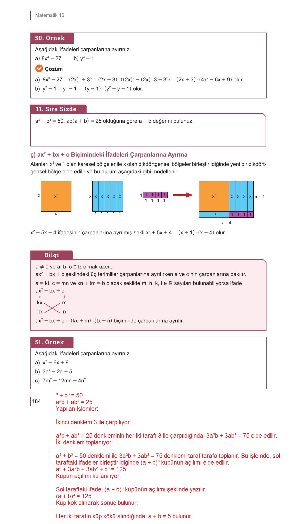 10. Sınıf Meb Yayınları Matematik Ders Kitabı Sayfa 184 Cevapları