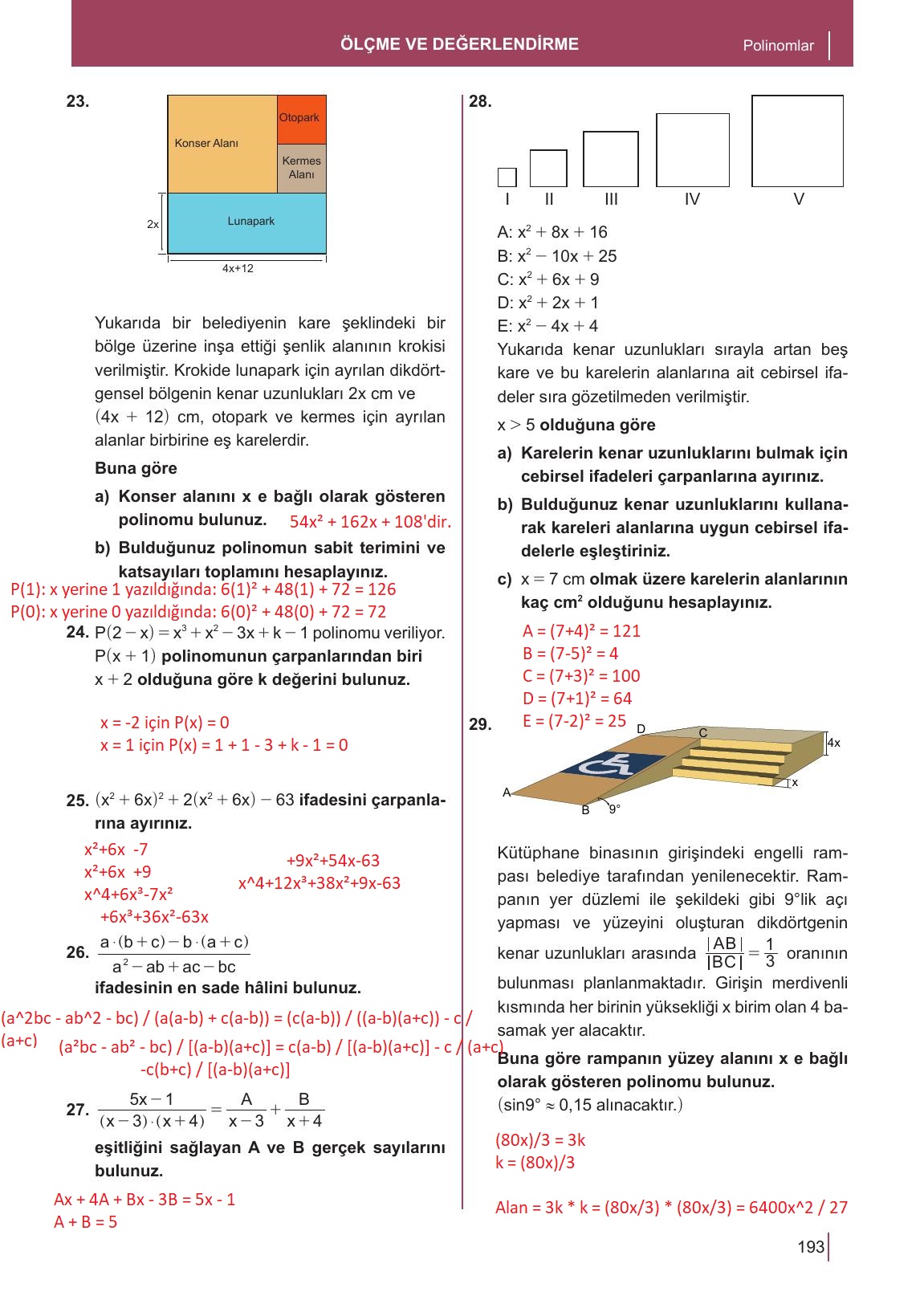 10. Sınıf Meb Yayınları Matematik Ders Kitabı Sayfa 193 Cevapları