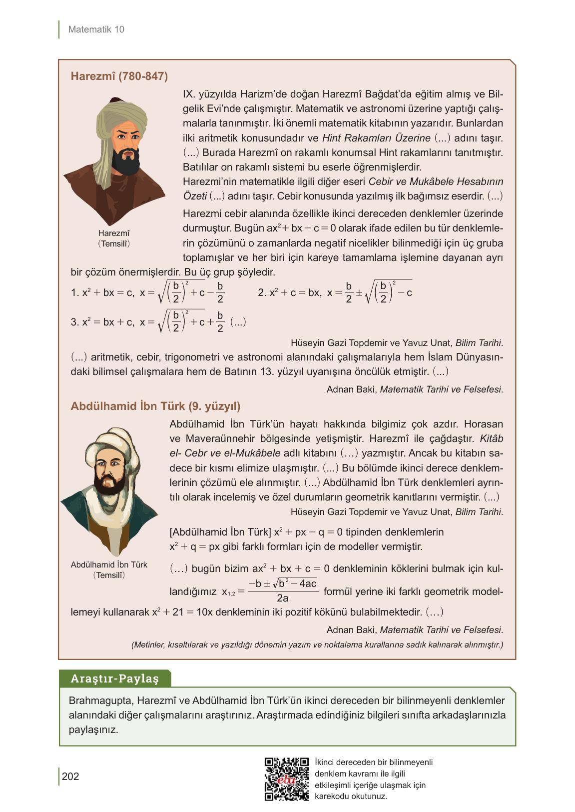 10. Sınıf Meb Yayınları Matematik Ders Kitabı Sayfa 202 Cevapları