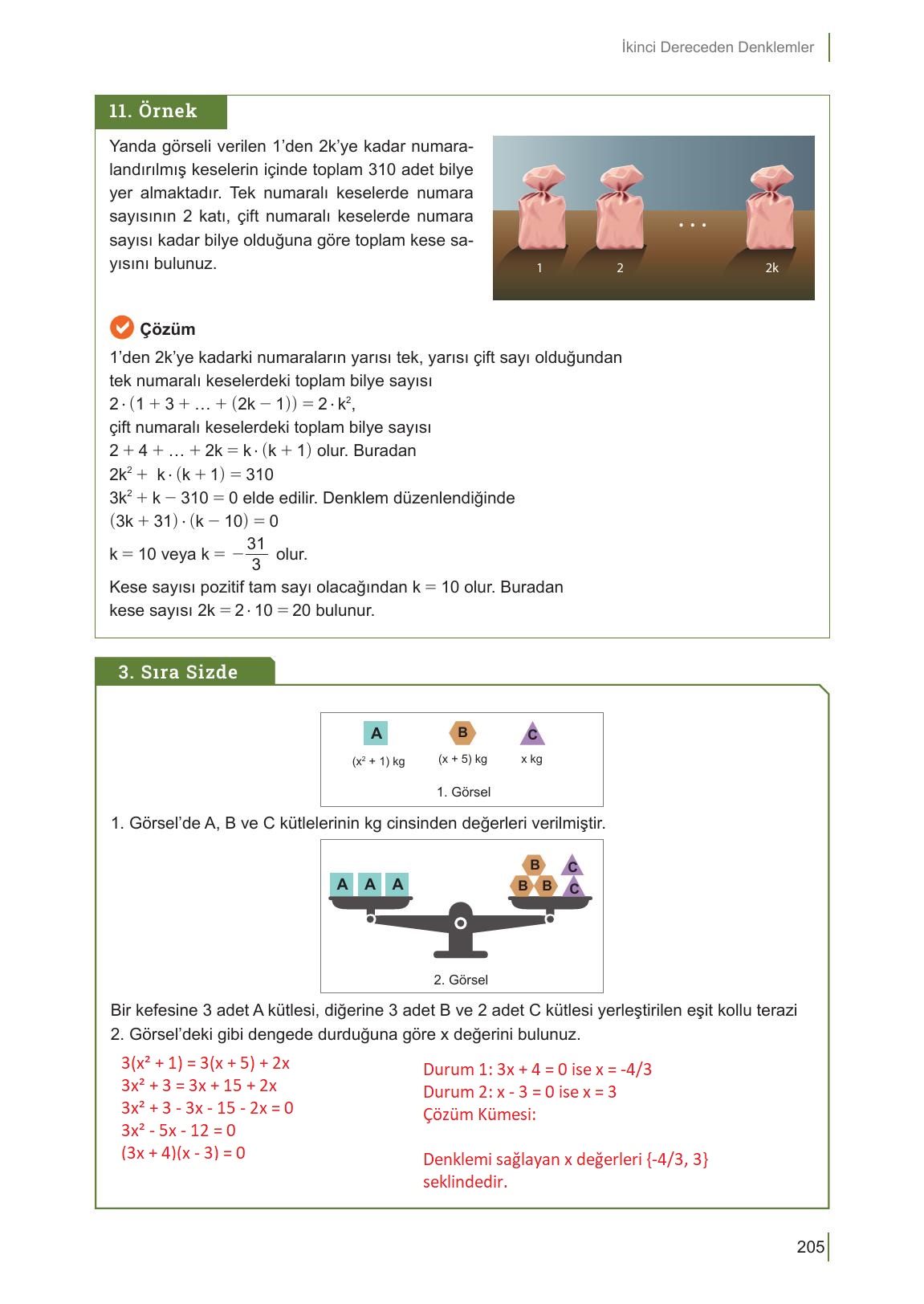 10. Sınıf Meb Yayınları Matematik Ders Kitabı Sayfa 205 Cevapları