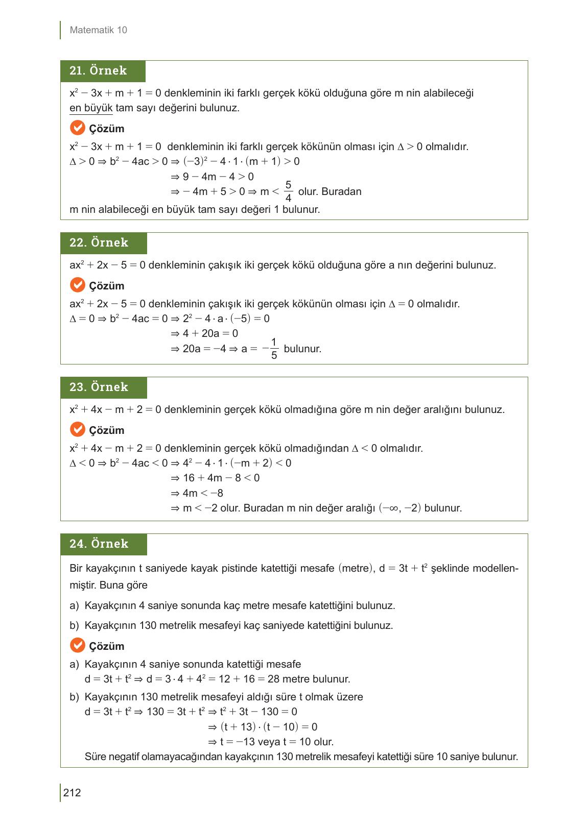 10. Sınıf Meb Yayınları Matematik Ders Kitabı Sayfa 212 Cevapları