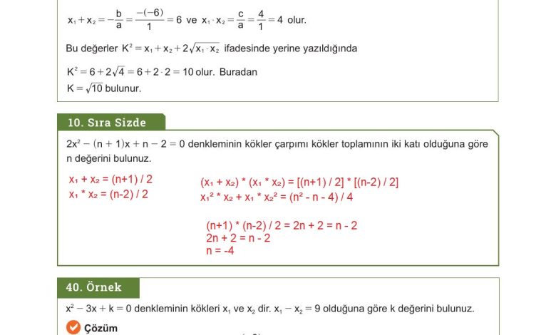 10. Sınıf Meb Yayınları Matematik Ders Kitabı Sayfa 222 Cevapları