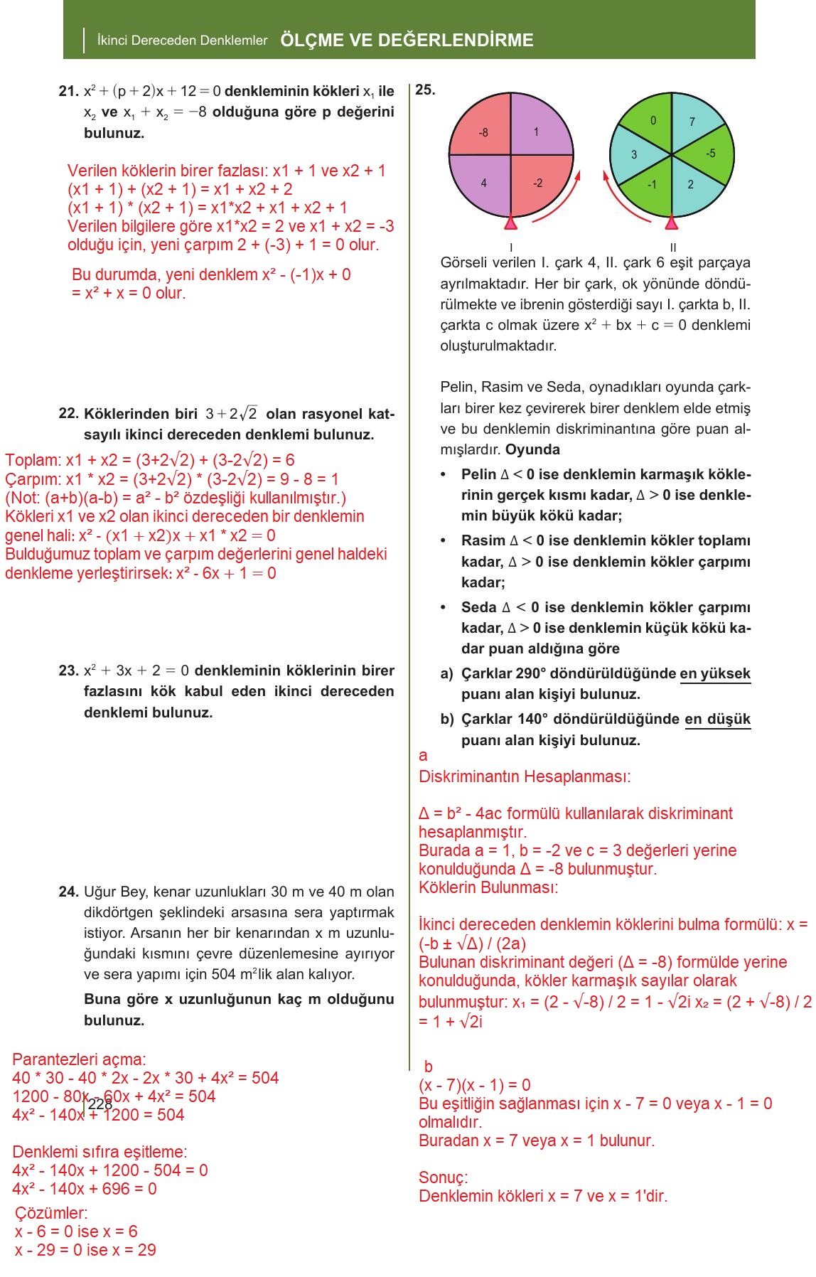 10. Sınıf Meb Yayınları Matematik Ders Kitabı Sayfa 228 Cevapları