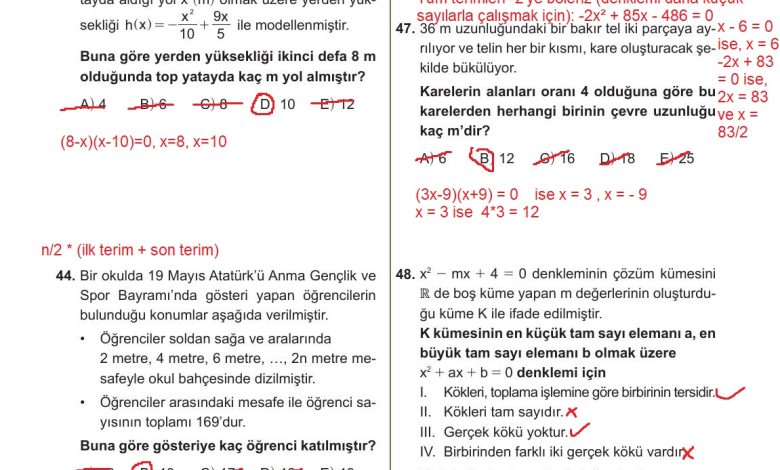 10. Sınıf Meb Yayınları Matematik Ders Kitabı Sayfa 231 Cevapları