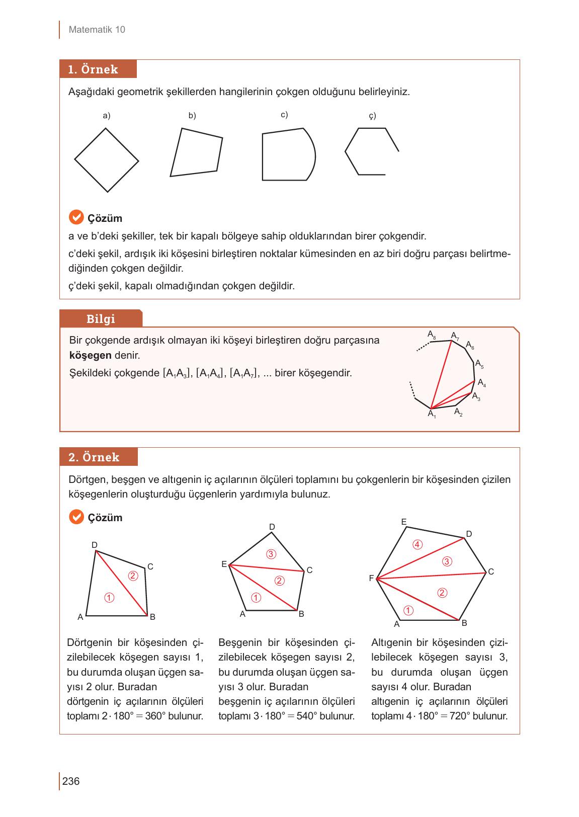 10. Sınıf Meb Yayınları Matematik Ders Kitabı Sayfa 236 Cevapları