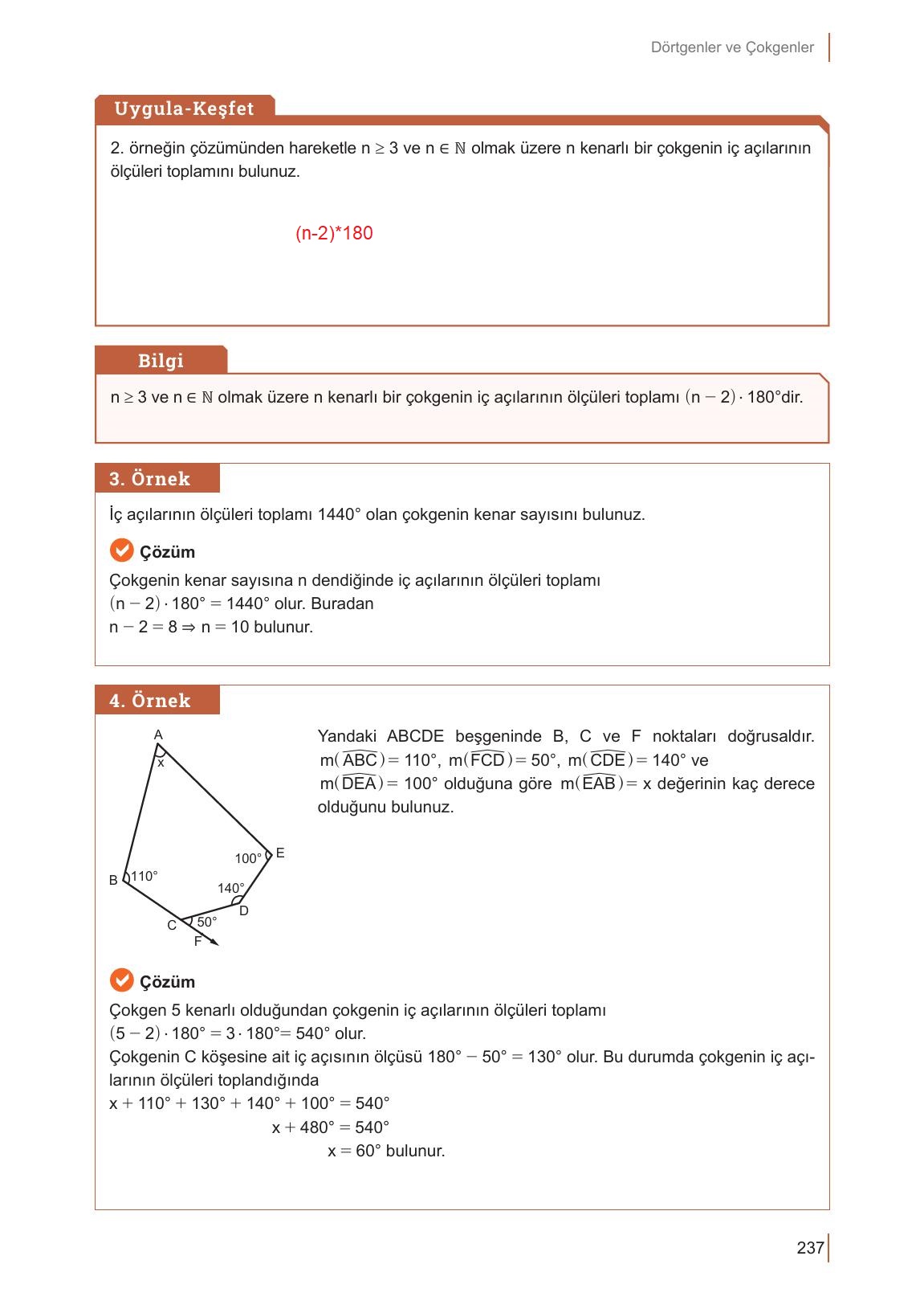 10. Sınıf Meb Yayınları Matematik Ders Kitabı Sayfa 237 Cevapları