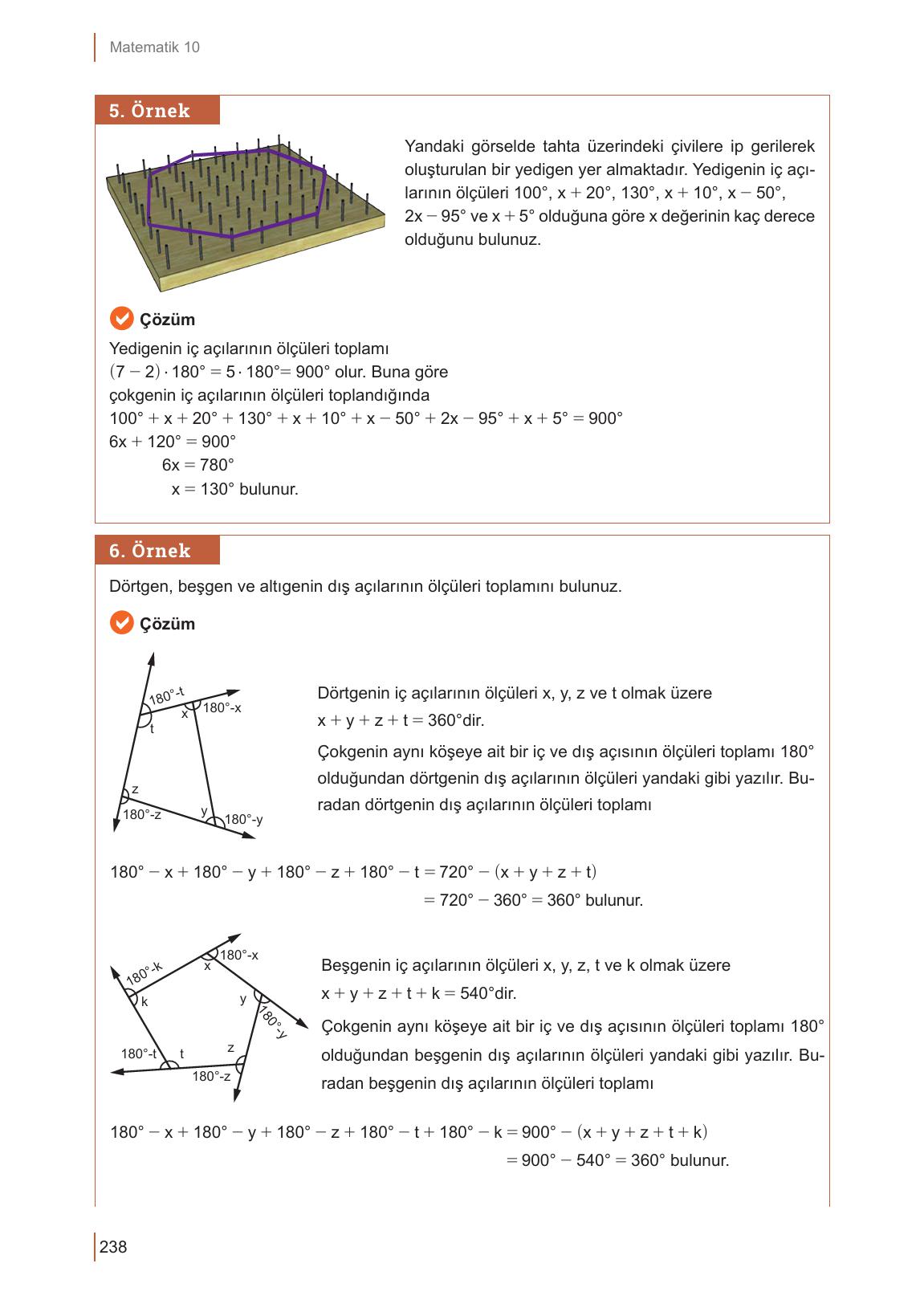 10. Sınıf Meb Yayınları Matematik Ders Kitabı Sayfa 238 Cevapları