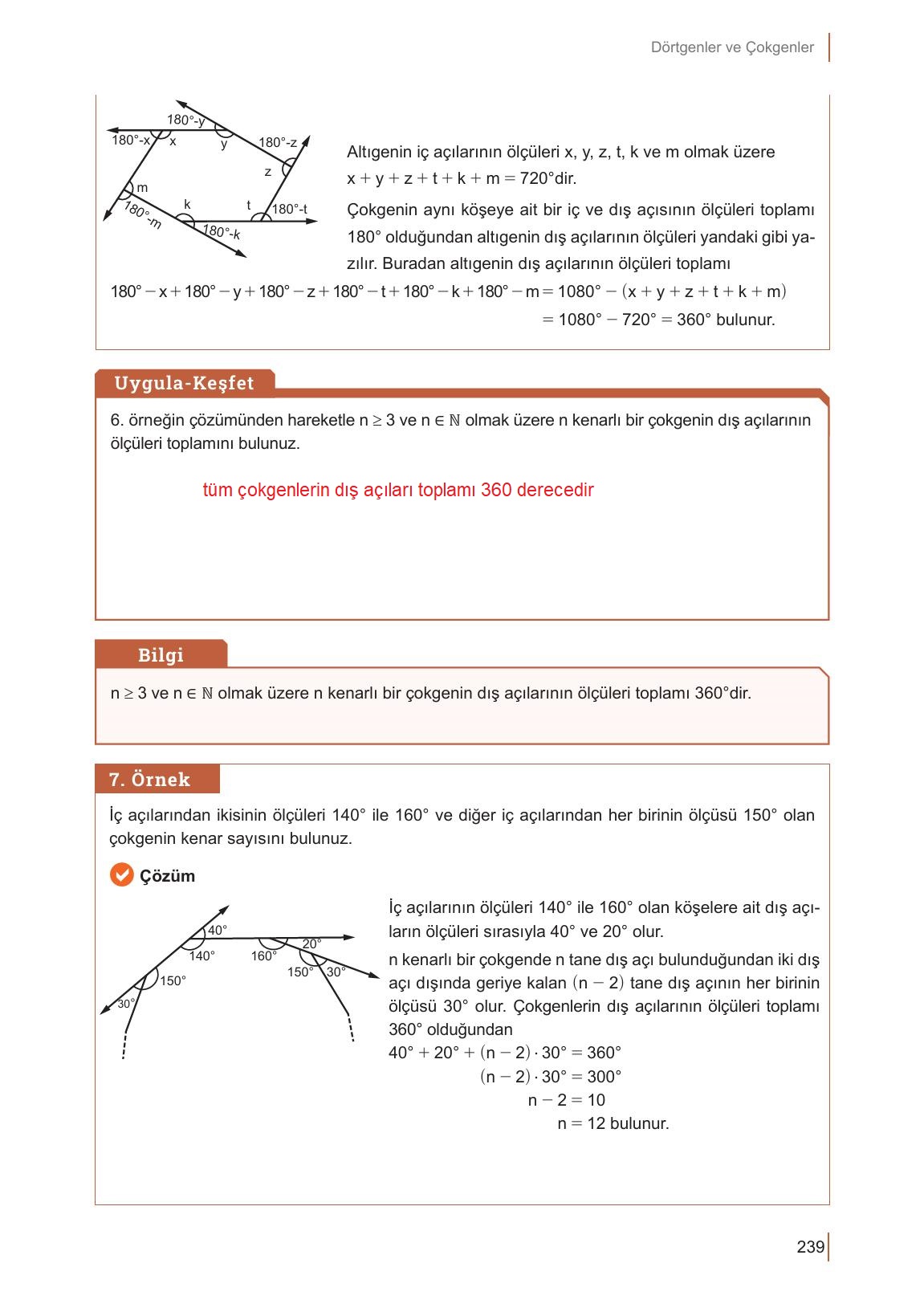 10. Sınıf Meb Yayınları Matematik Ders Kitabı Sayfa 239 Cevapları