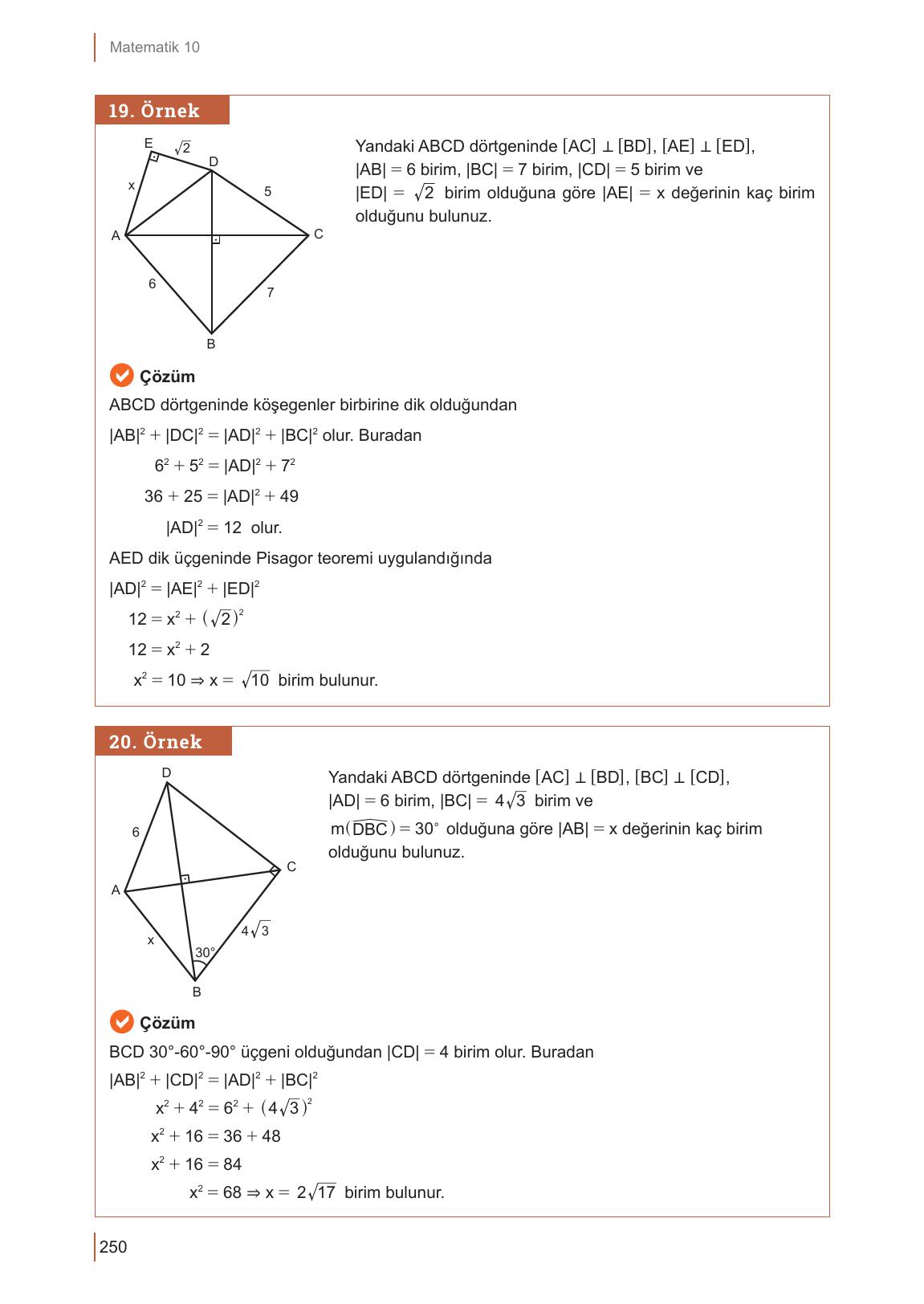 10. Sınıf Meb Yayınları Matematik Ders Kitabı Sayfa 250 Cevapları