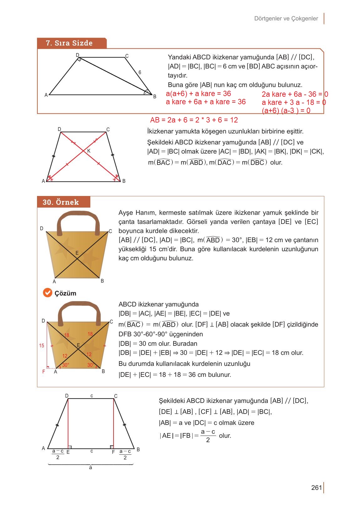 10. Sınıf Meb Yayınları Matematik Ders Kitabı Sayfa 261 Cevapları