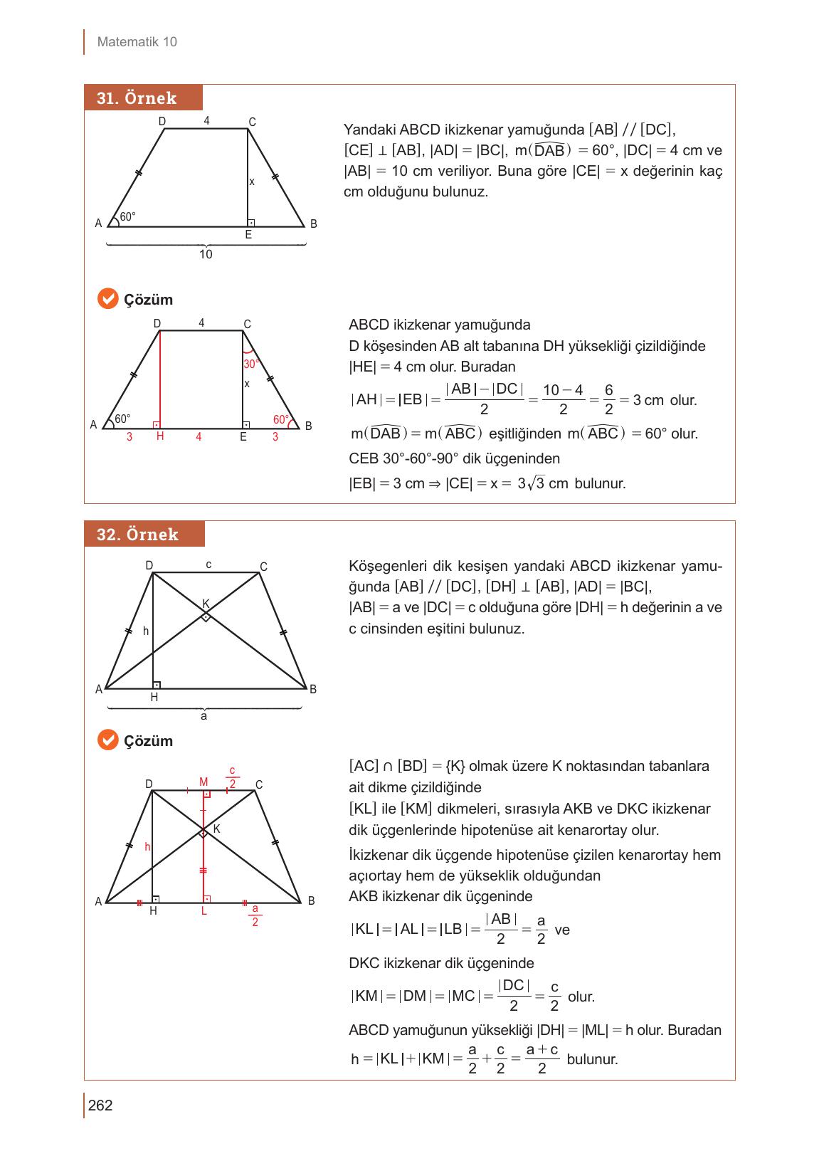 10. Sınıf Meb Yayınları Matematik Ders Kitabı Sayfa 262 Cevapları