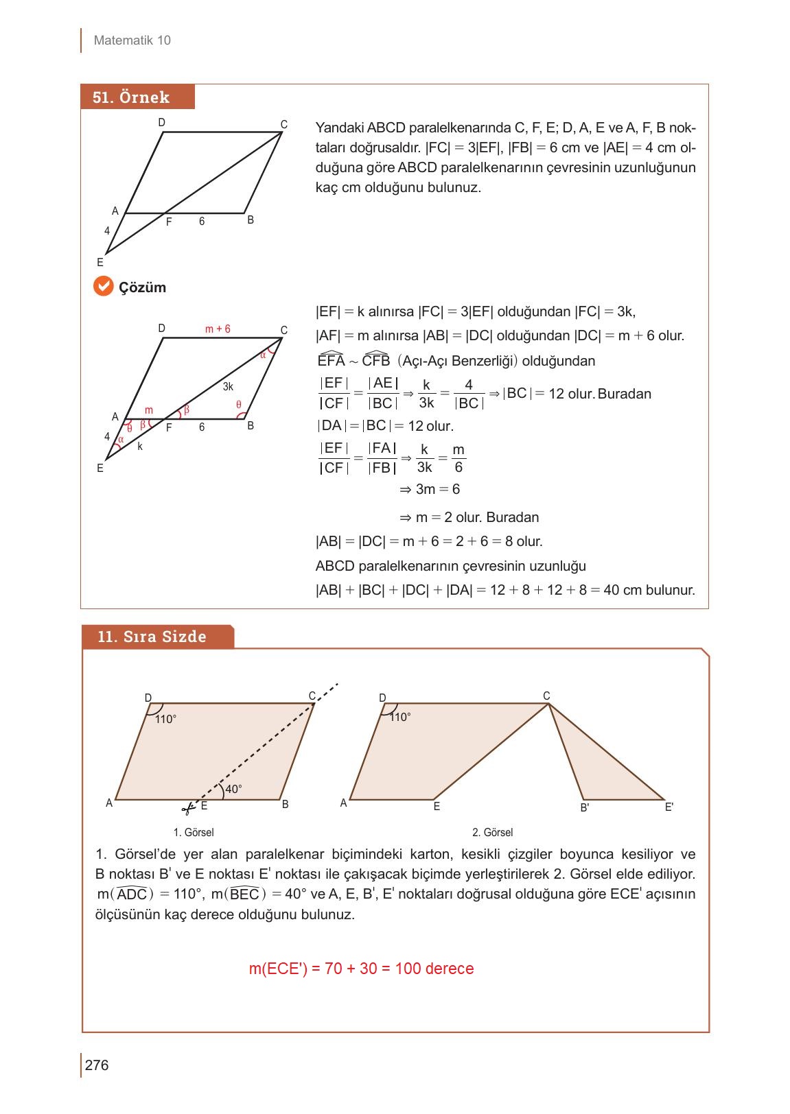 10. Sınıf Meb Yayınları Matematik Ders Kitabı Sayfa 276 Cevapları