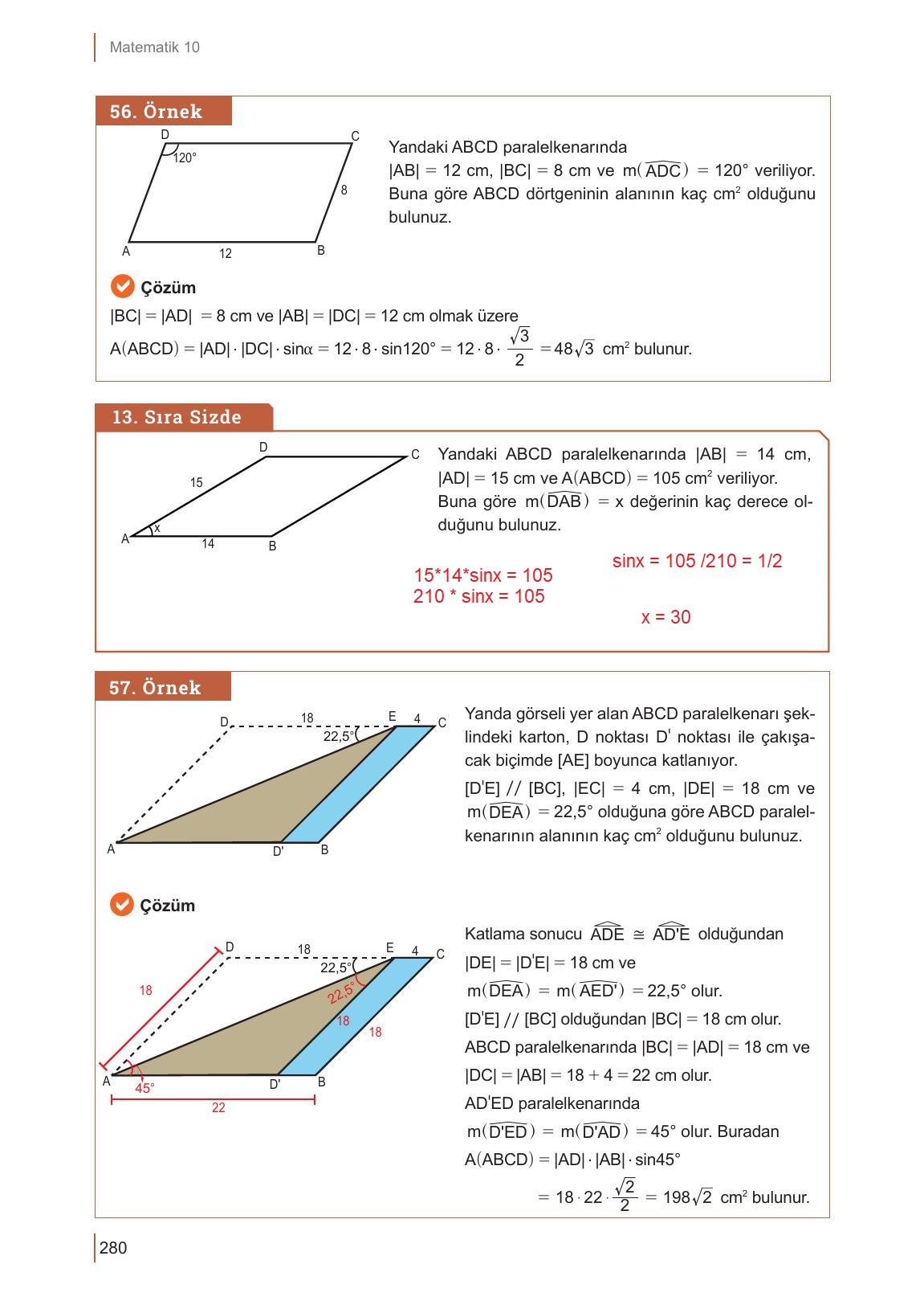 10. Sınıf Meb Yayınları Matematik Ders Kitabı Sayfa 280 Cevapları