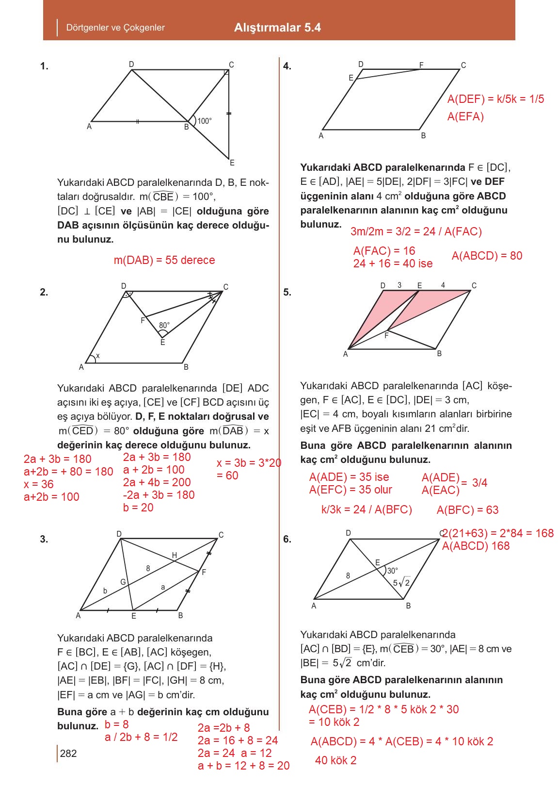 10. Sınıf Meb Yayınları Matematik Ders Kitabı Sayfa 282 Cevapları