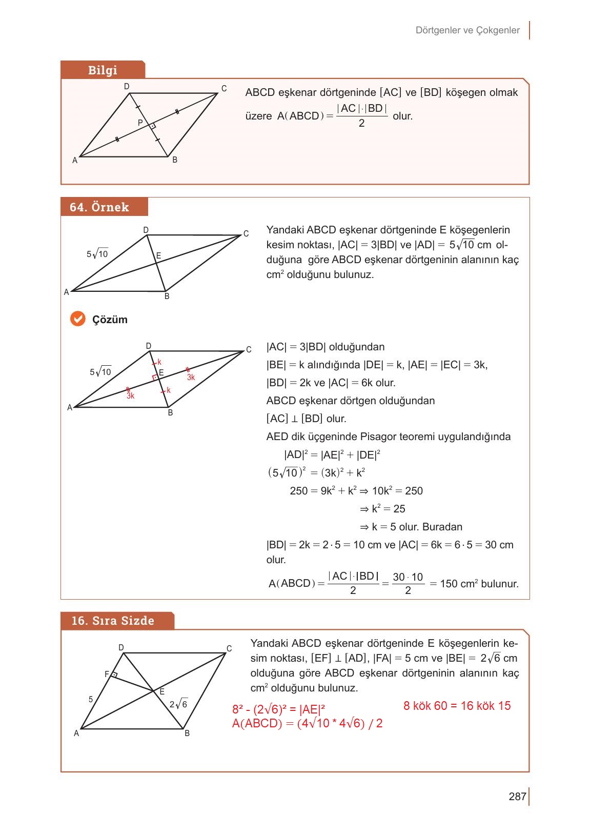 10. Sınıf Meb Yayınları Matematik Ders Kitabı Sayfa 287 Cevapları