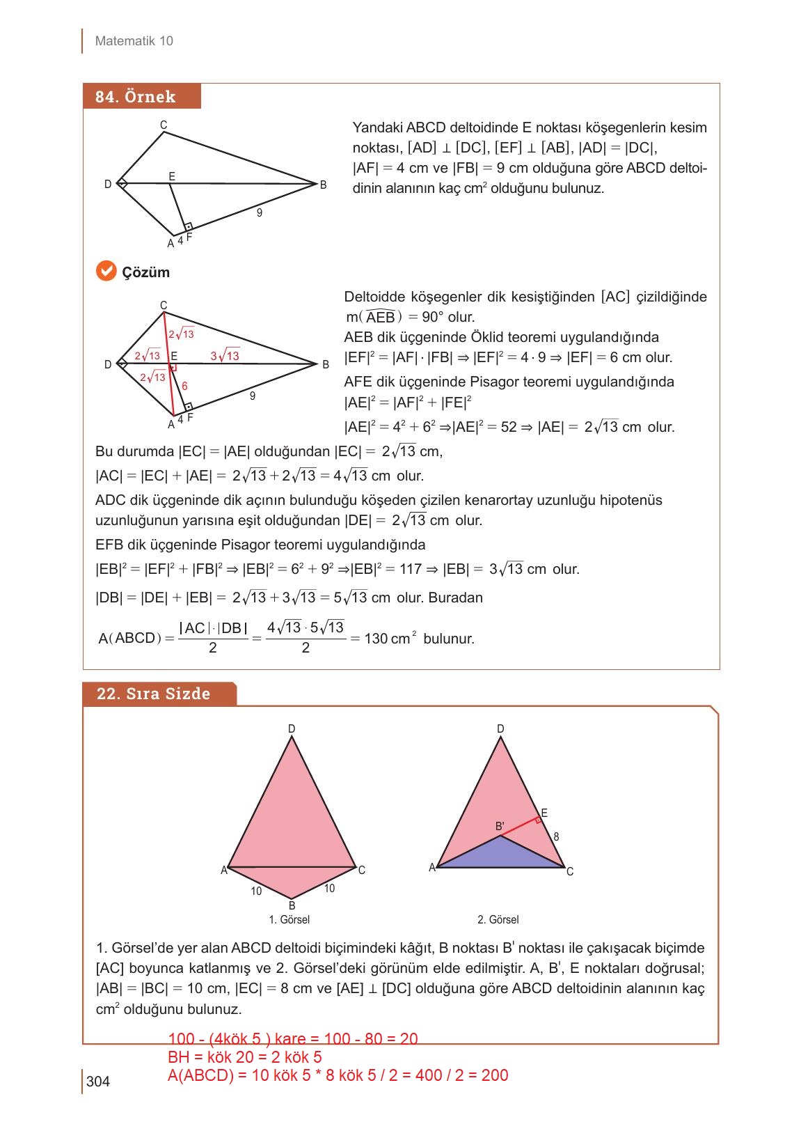 10. Sınıf Meb Yayınları Matematik Ders Kitabı Sayfa 304 Cevapları